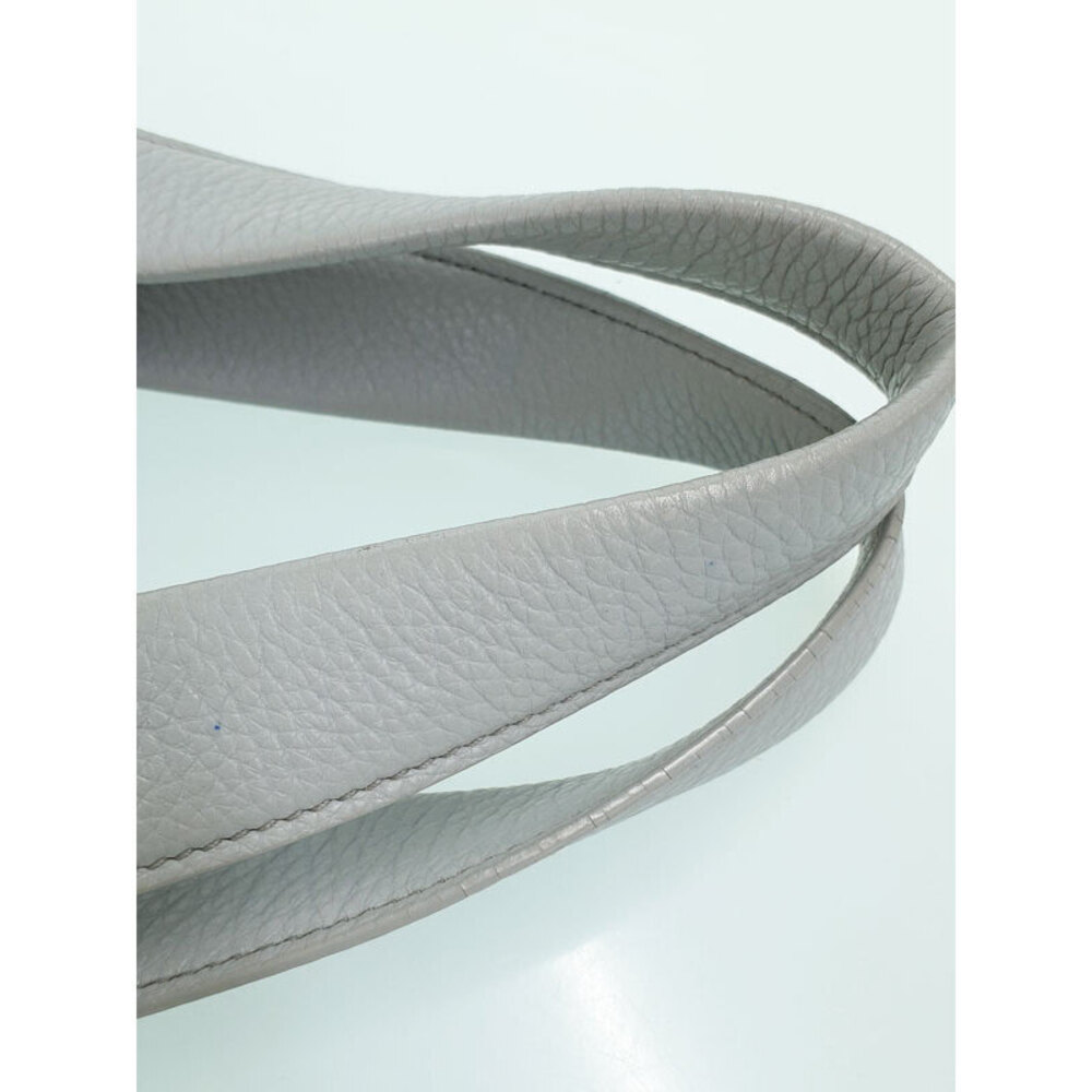 Prada Gray Leather Perforated Logo Tote Shoulder Bag Blue - Picture 8 of 9